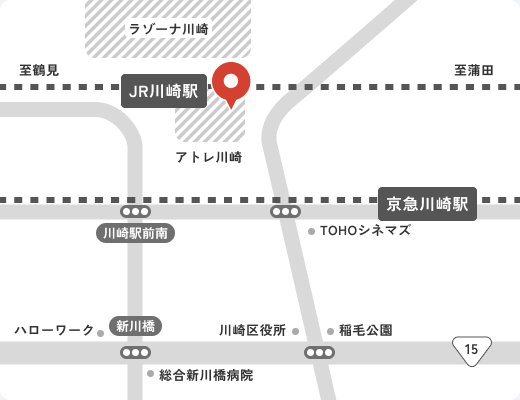 PRISM TV STUDIO
（川崎サテライトスタジオ）周辺のアクセスマップ